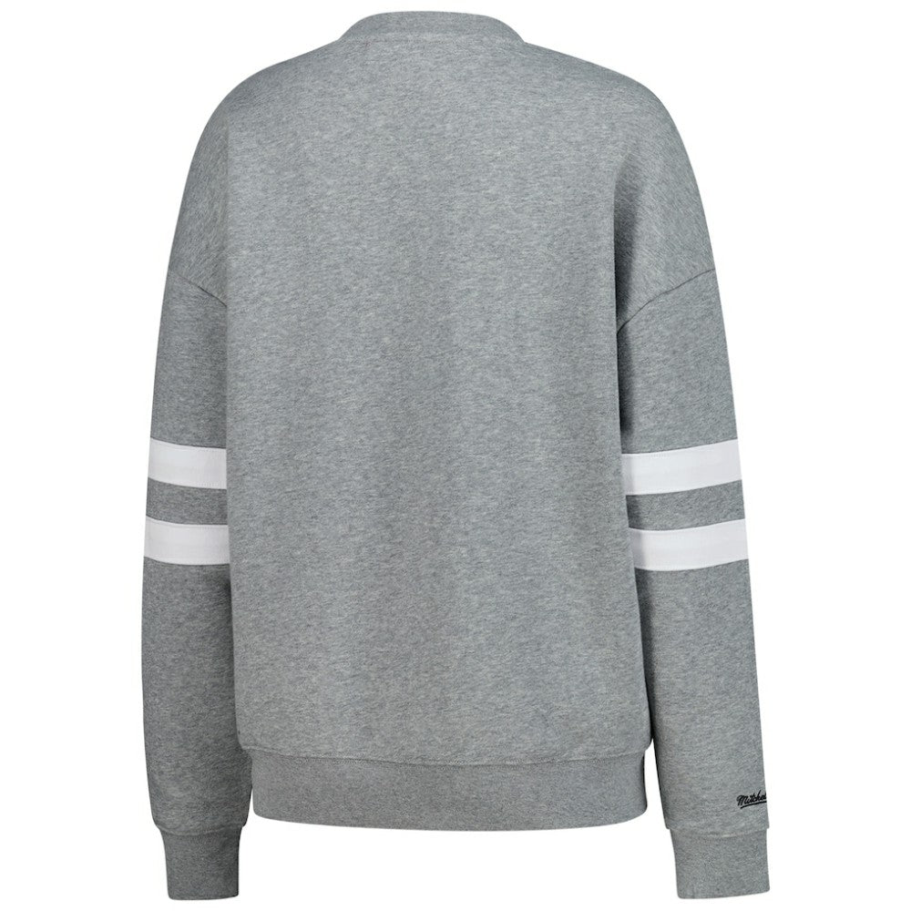 Pittsburgh Penguins Mitchell & Ness Women's Logo Lightweight Pullover Sweatshirt - Heather Gray - NHL