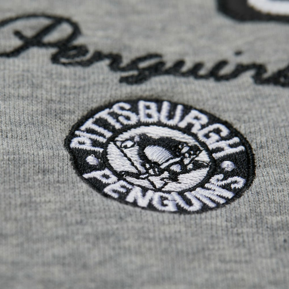 Pittsburgh Penguins Mitchell & Ness Women's Logo Lightweight Pullover Sweatshirt - Heather Gray - NHL