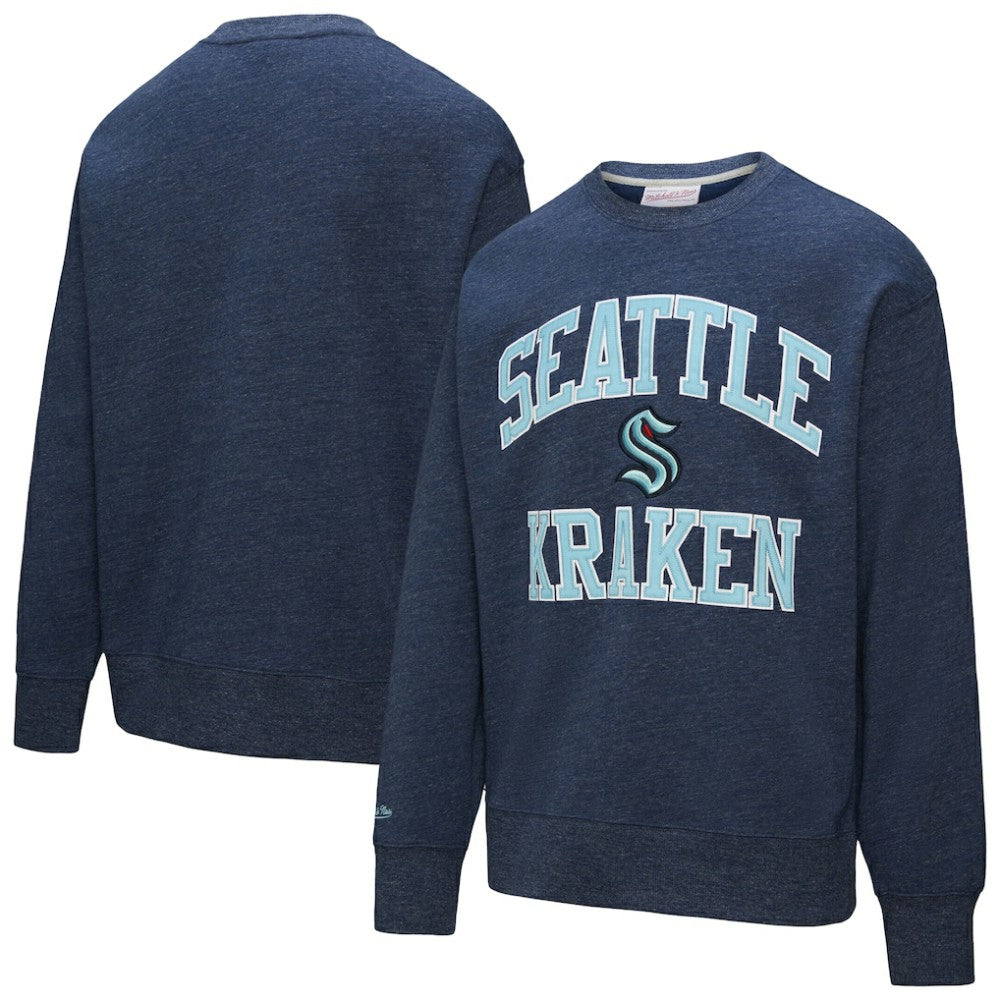 Seattle Kraken Mitchell & Ness Playoff Win Fleece Pullover Sweatshirt - Deep Sea Blue - NHL