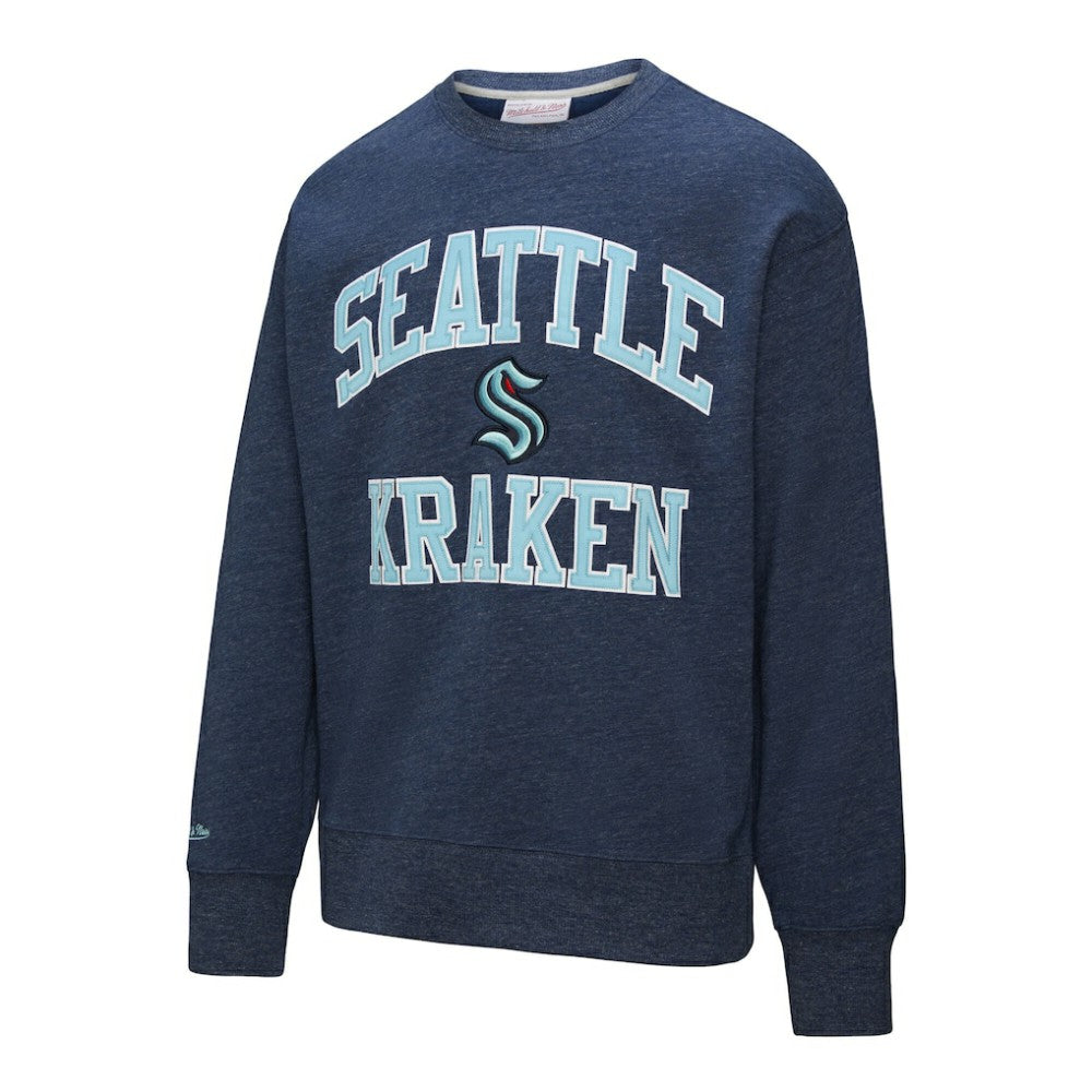 Seattle Kraken Mitchell & Ness Playoff Win Fleece Pullover Sweatshirt - Deep Sea Blue - NHL