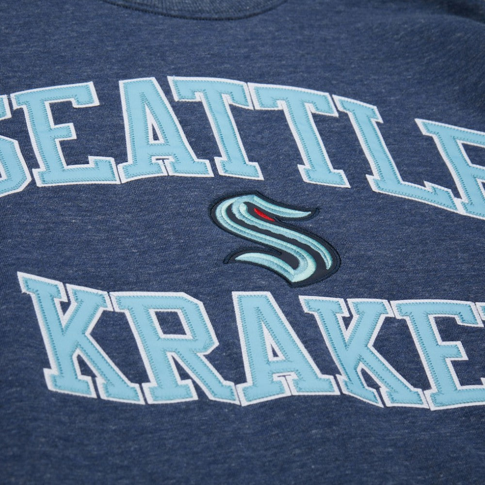 Seattle Kraken Mitchell & Ness Playoff Win Fleece Pullover Sweatshirt - Deep Sea Blue - NHL