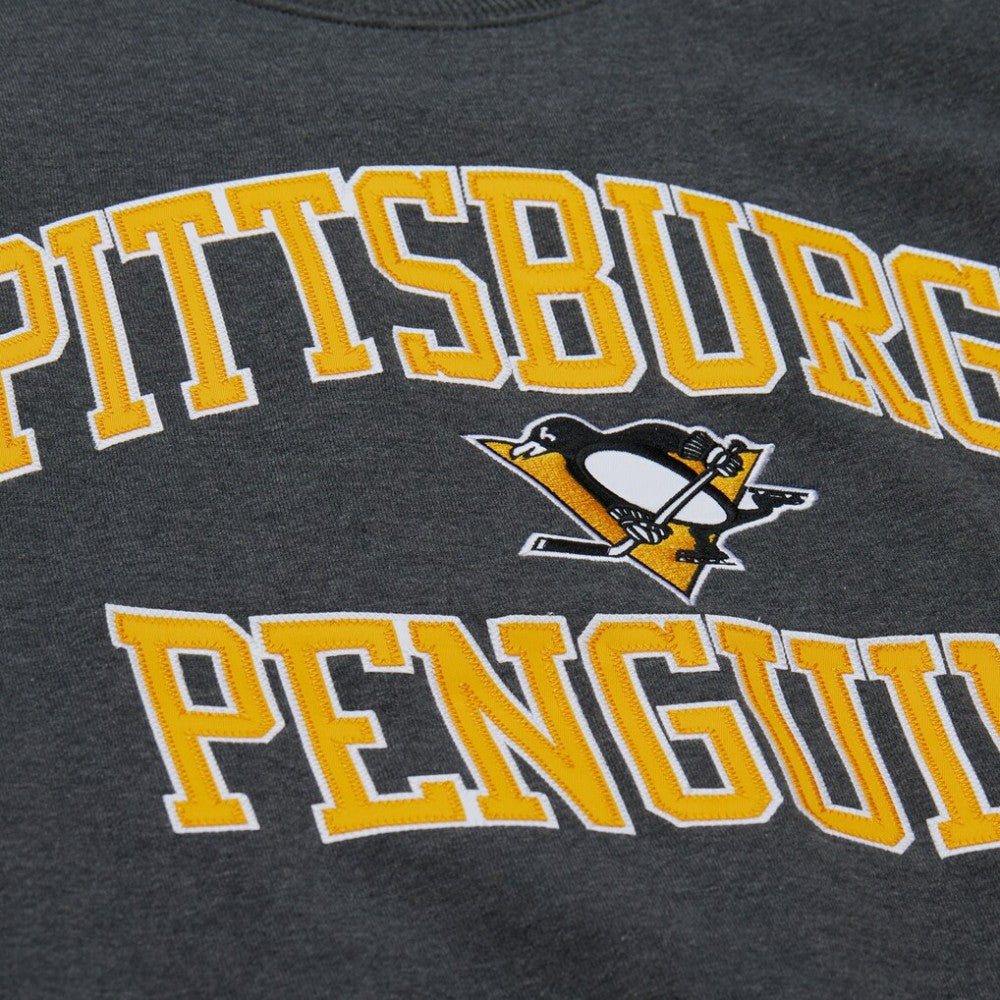 Pittsburgh Penguins Mitchell & Ness Playoff Win Fleece Pullover Sweatshirt - Heather Charcoal - NHL