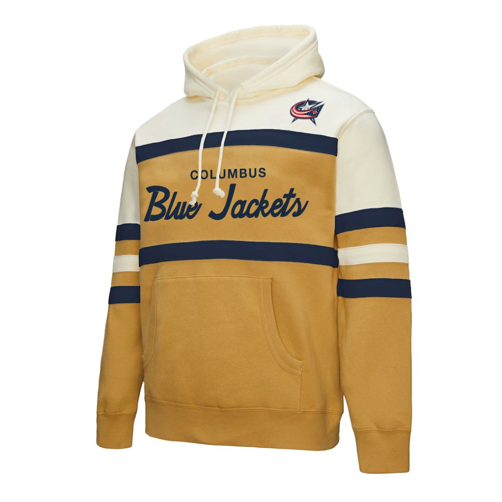 Columbus Blue Jackets Mitchell & Ness Head Coach Pullover Hoodie - Gold/Cream - NHL