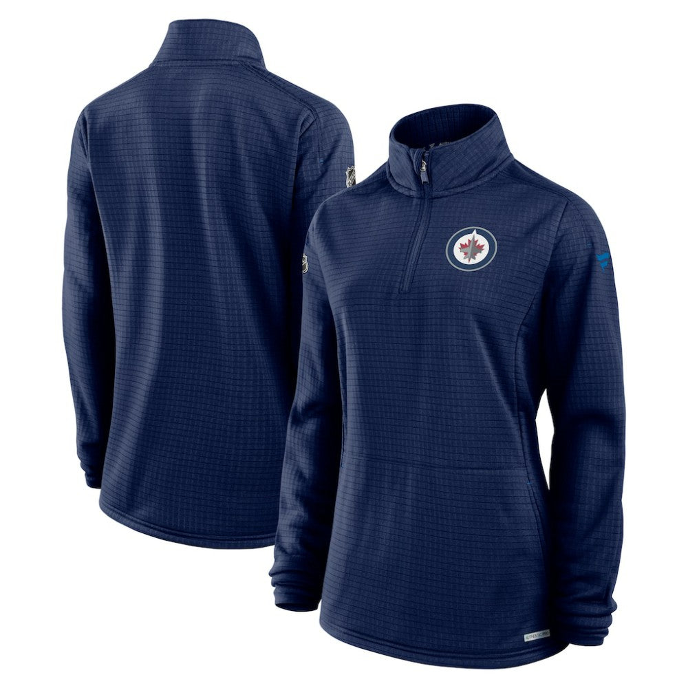 Winnipeg Jets Fanatics Women's Authentic Pro Rink Quarter-Zip Pullover  - Navy - NHL