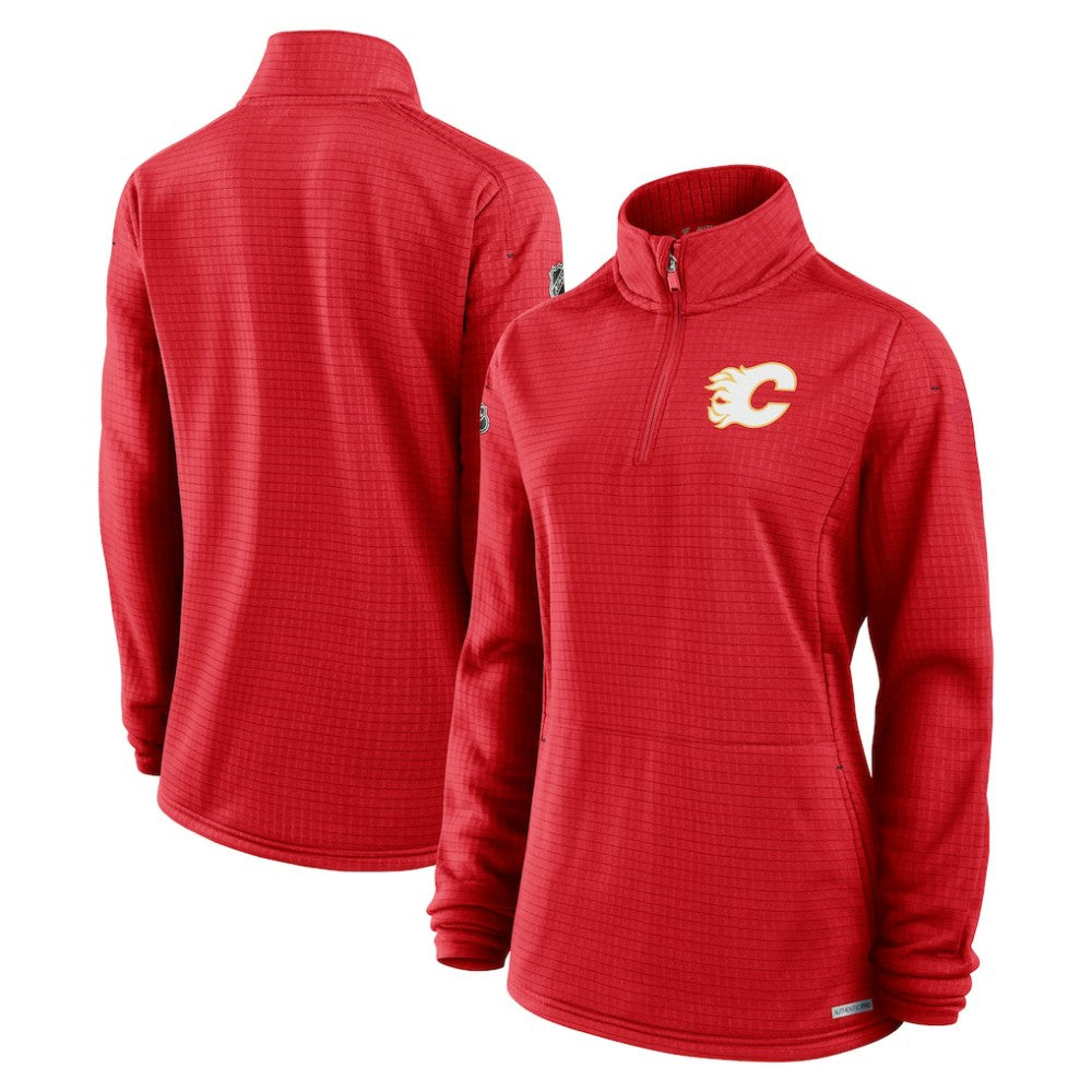 Calgary Flames Fanatics Women's Authentic Pro Rink Quarter-Zip Pullover  - Red - NHL