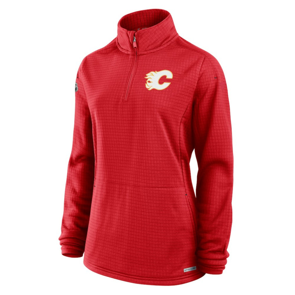 Calgary Flames Fanatics Women's Authentic Pro Rink Quarter-Zip Pullover  - Red - NHL