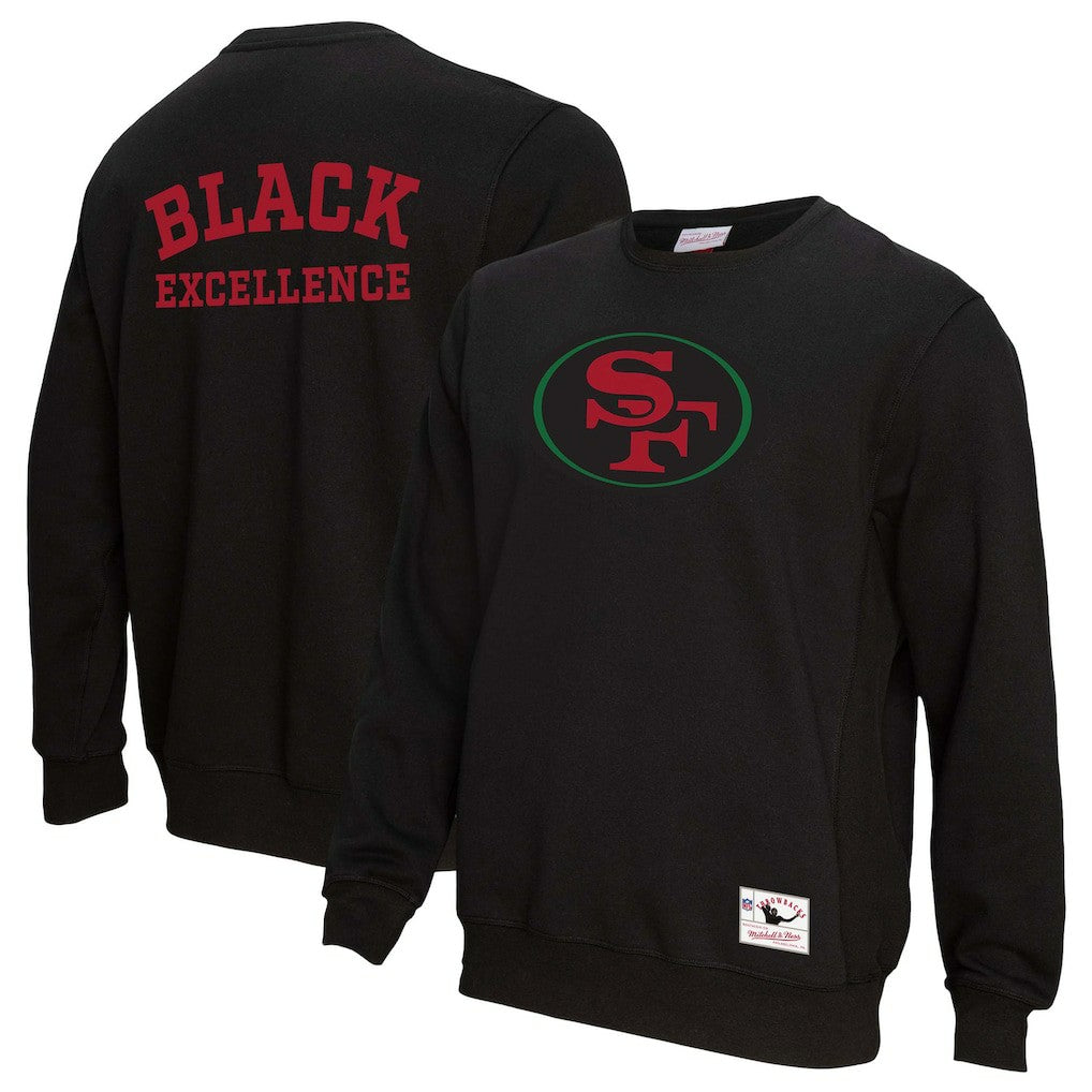 San Francisco 49ers Unisex Black Excellence Collection Icon Pullover Sweatshirt Black | Mitchell & Ness