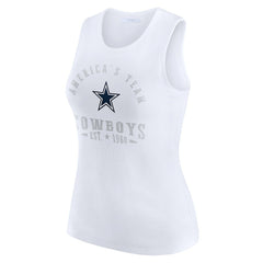 Dallas Cowboys WEAR by Erin Andrews Women's Ribbed Graphic Tank Top White | NFL