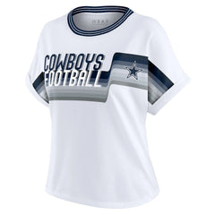 Dallas Cowboys WEAR by Erin Andrews Women's Cropped Center Stripe Dolman T-Shirt White | NFL