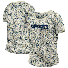 Dallas Cowboys New Era Women's Glam Game Floral Scoop Neck T-Shirt Cream | NFL