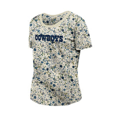 Dallas Cowboys New Era Women's Glam Game Floral Scoop Neck T-Shirt Cream | NFL