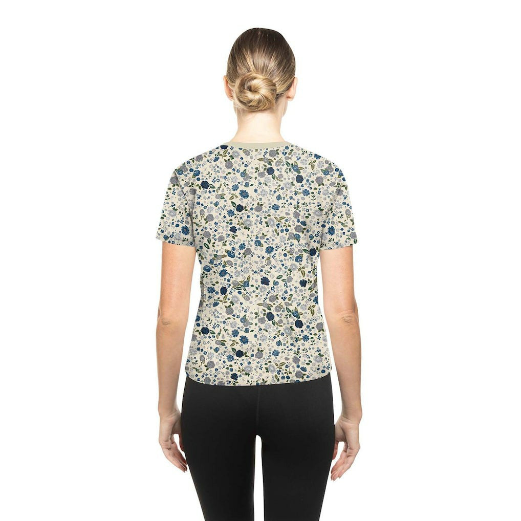 Dallas Cowboys New Era Women's Glam Game Floral Scoop Neck T-Shirt Cream | NFL