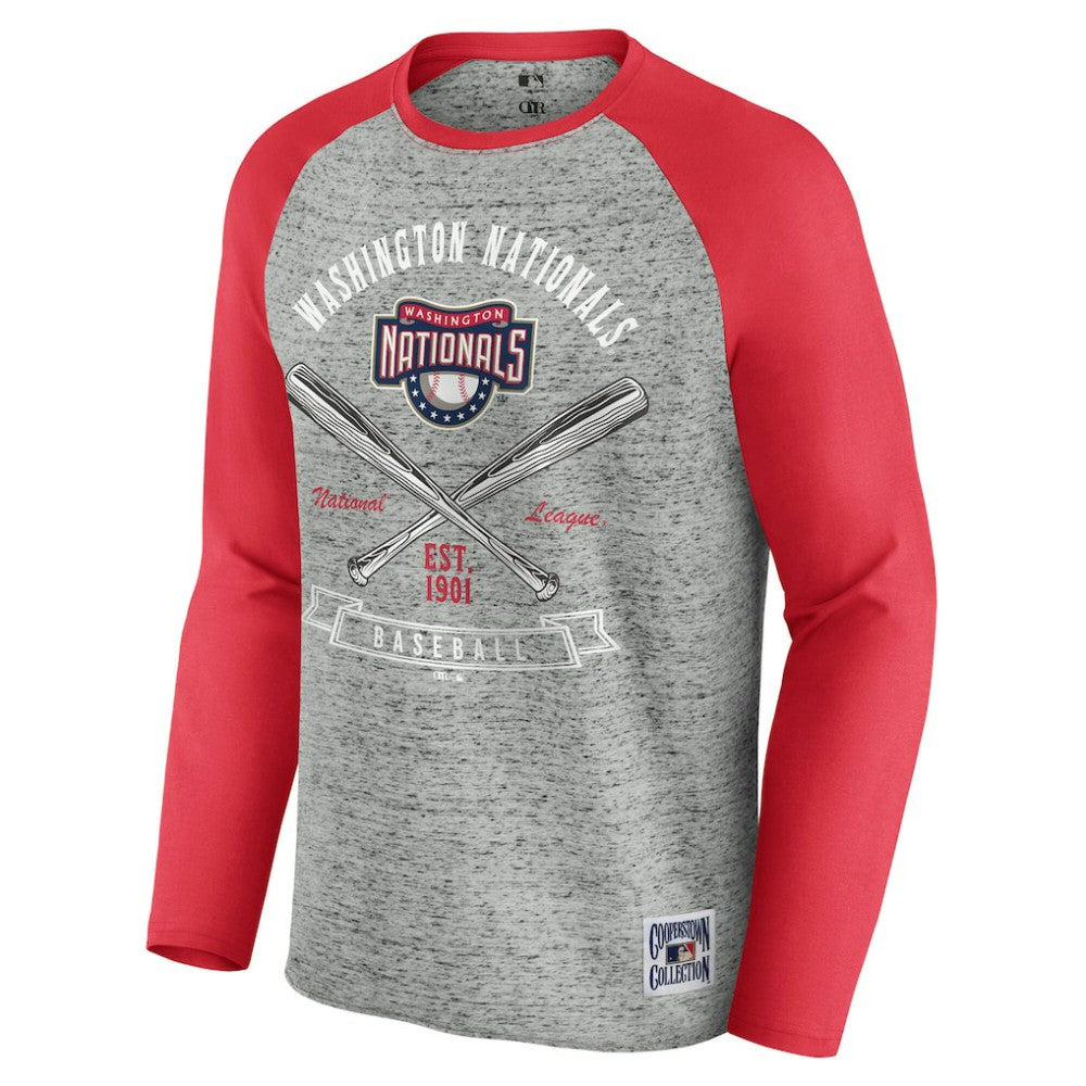 Washington Nationals Darius Rucker Collection by Fanatics Raw Edge Raglan Long Sleeve Baseball T-Shirt - MLB