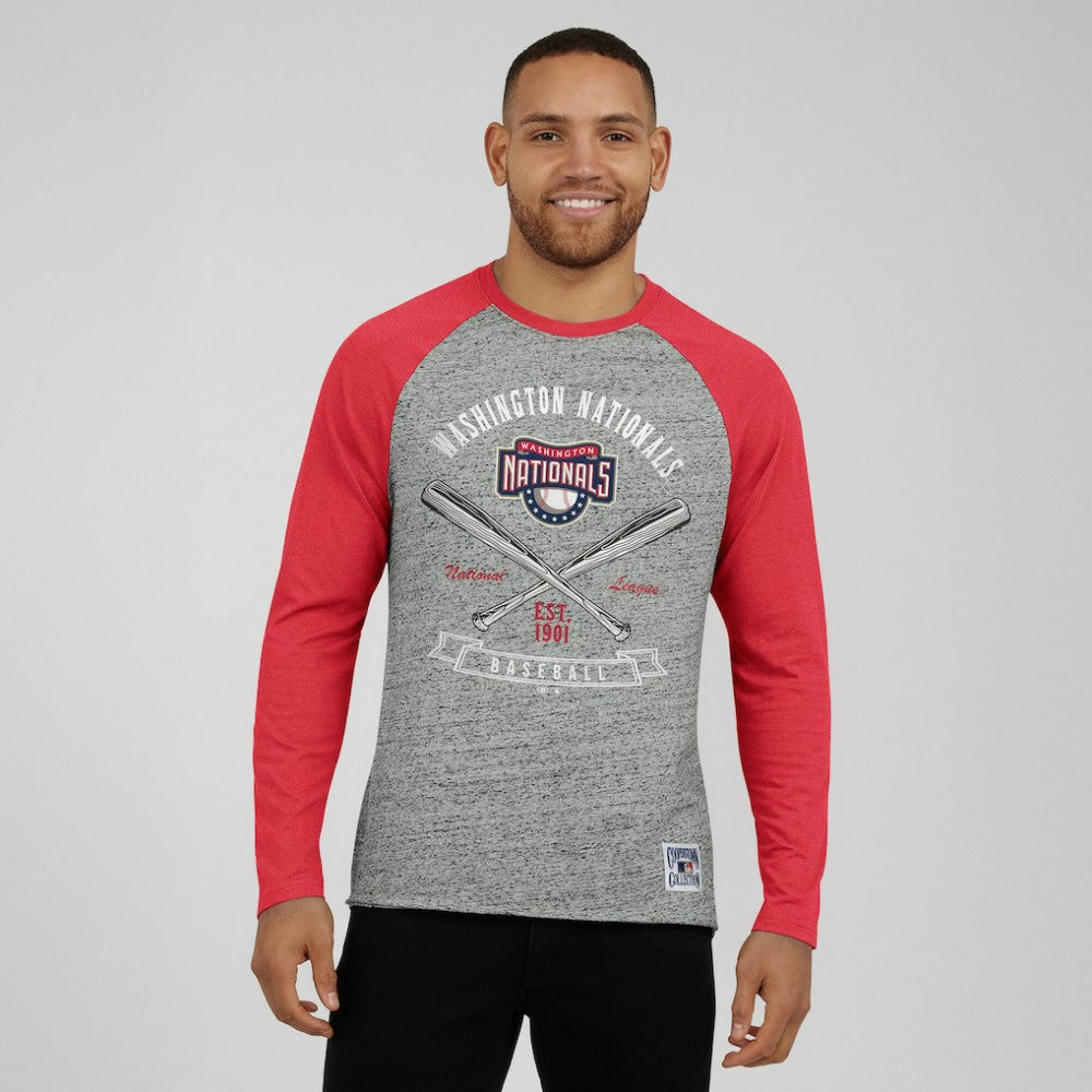 Washington Nationals Darius Rucker Collection by Fanatics Raw Edge Raglan Long Sleeve Baseball T-Shirt - MLB