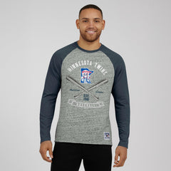 Minnesota Twins Darius Rucker Collection by Fanatics Raw Edge Raglan Long Sleeve Baseball T-Shirt - MLB