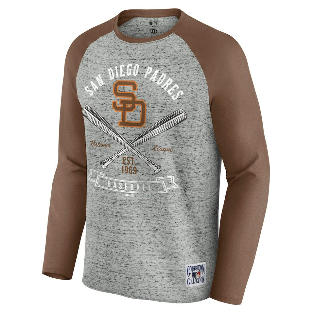 San Diego Padres Darius Rucker Collection by Fanatics Raw Edge Raglan Long Sleeve Baseball T-Shirt - MLB