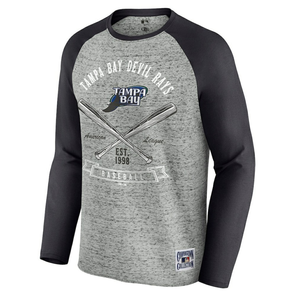 Tampa Bay Rays Darius Rucker Collection by Fanatics Raw Edge Raglan Long Sleeve Baseball T-Shirt - MLB