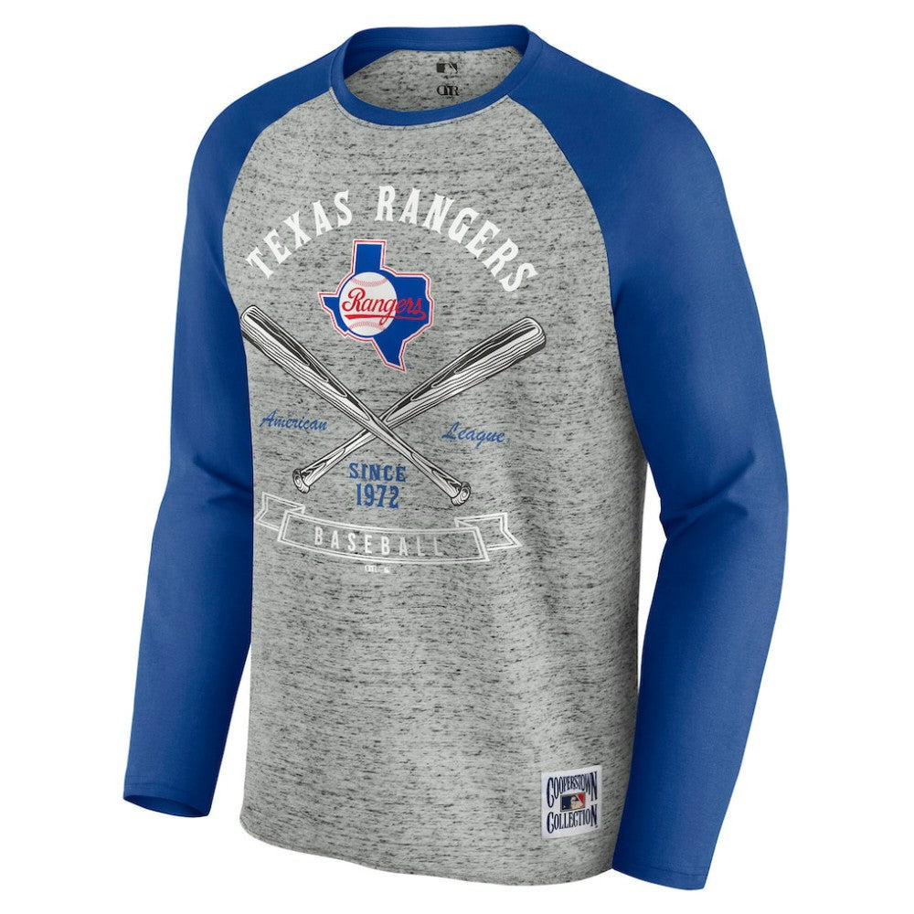 Texas Rangers Darius Rucker Collection by Fanatics Raw Edge Raglan Long Sleeve Baseball T-Shirt - MLB