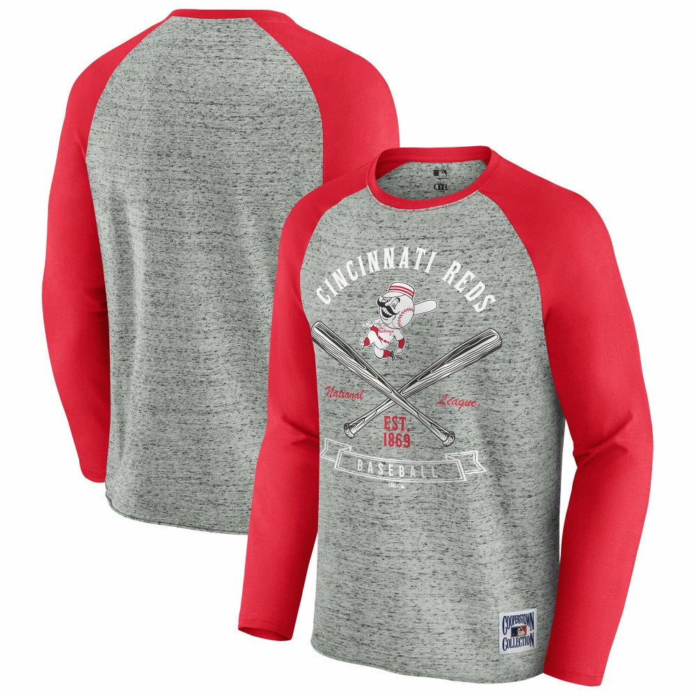 Cincinnati Reds Darius Rucker Collection by Fanatics Raw Edge Raglan Long Sleeve Baseball T-Shirt - MLB