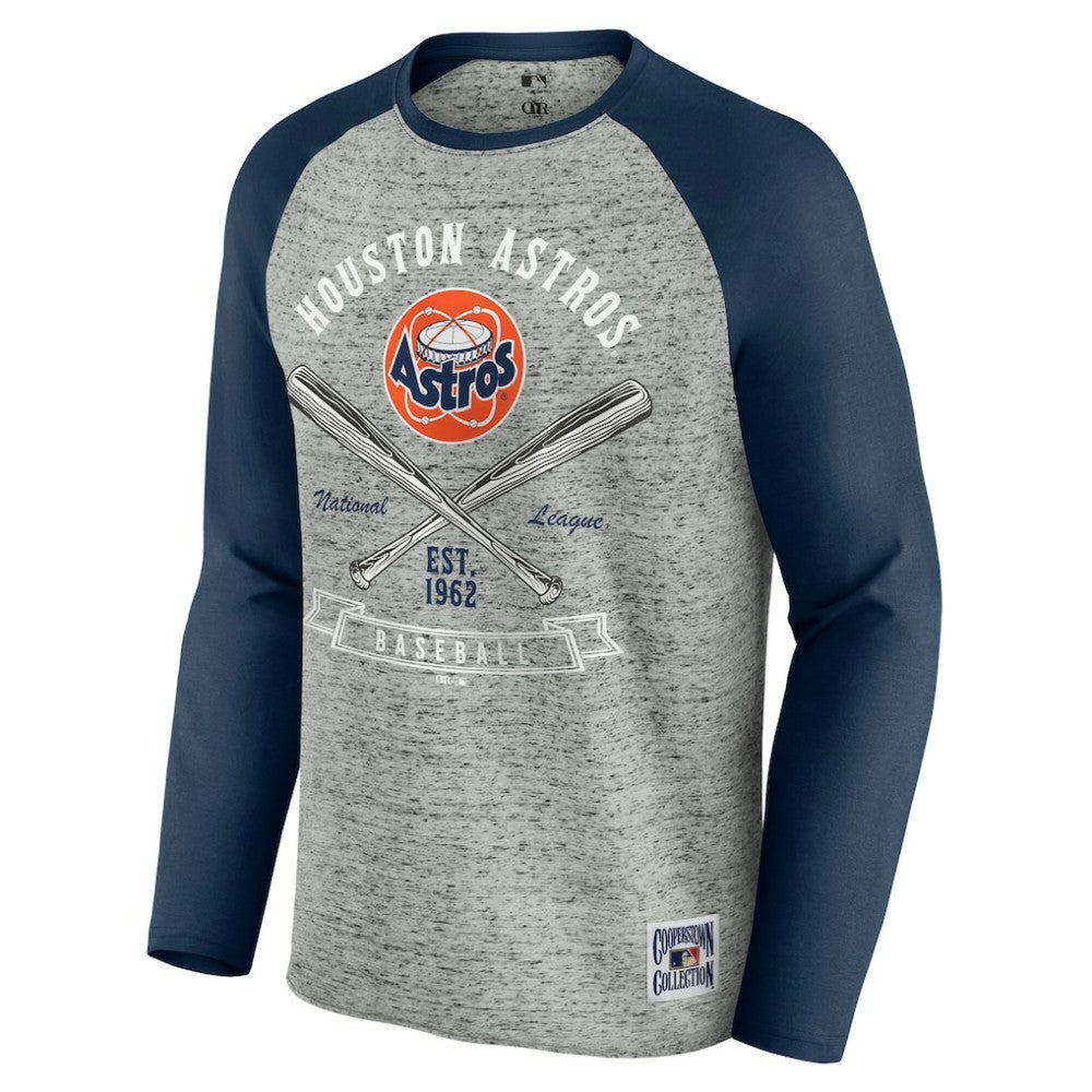Houston Astros Darius Rucker Collection by Fanatics Raw Edge Raglan Long Sleeve Baseball T-Shirt - MLB