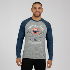Houston Astros Darius Rucker Collection by Fanatics Raw Edge Raglan Long Sleeve Baseball T-Shirt - MLB