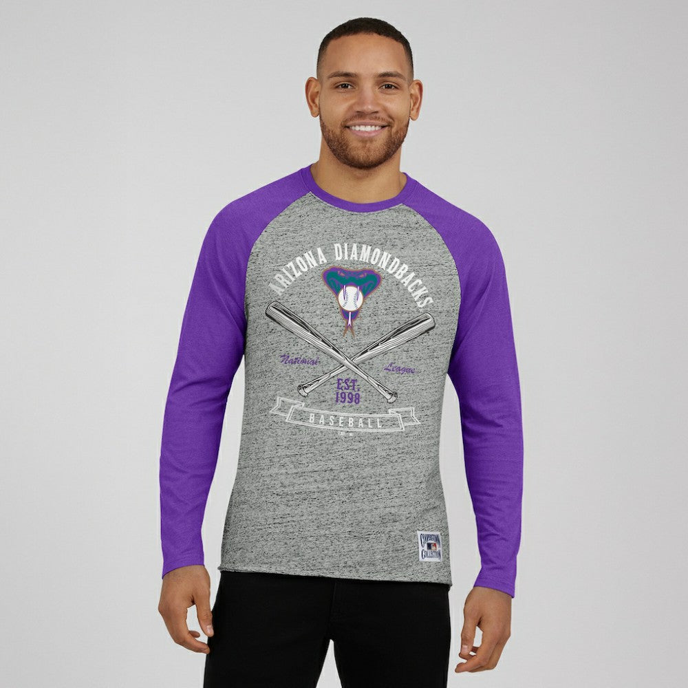 Arizona Diamondbacks Darius Rucker Collection by Fanatics Raw Edge Raglan Long Sleeve Baseball T-Shirt - MLB