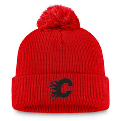 Calgary Flames Fanatics Women's Cuffed Knit Hat with Pom - Red - NHL