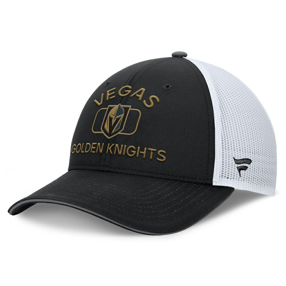 Vegas Golden Knights Fanatics Authentic Pro Rink Adjustable Trucker Hat - Black/White - NHL