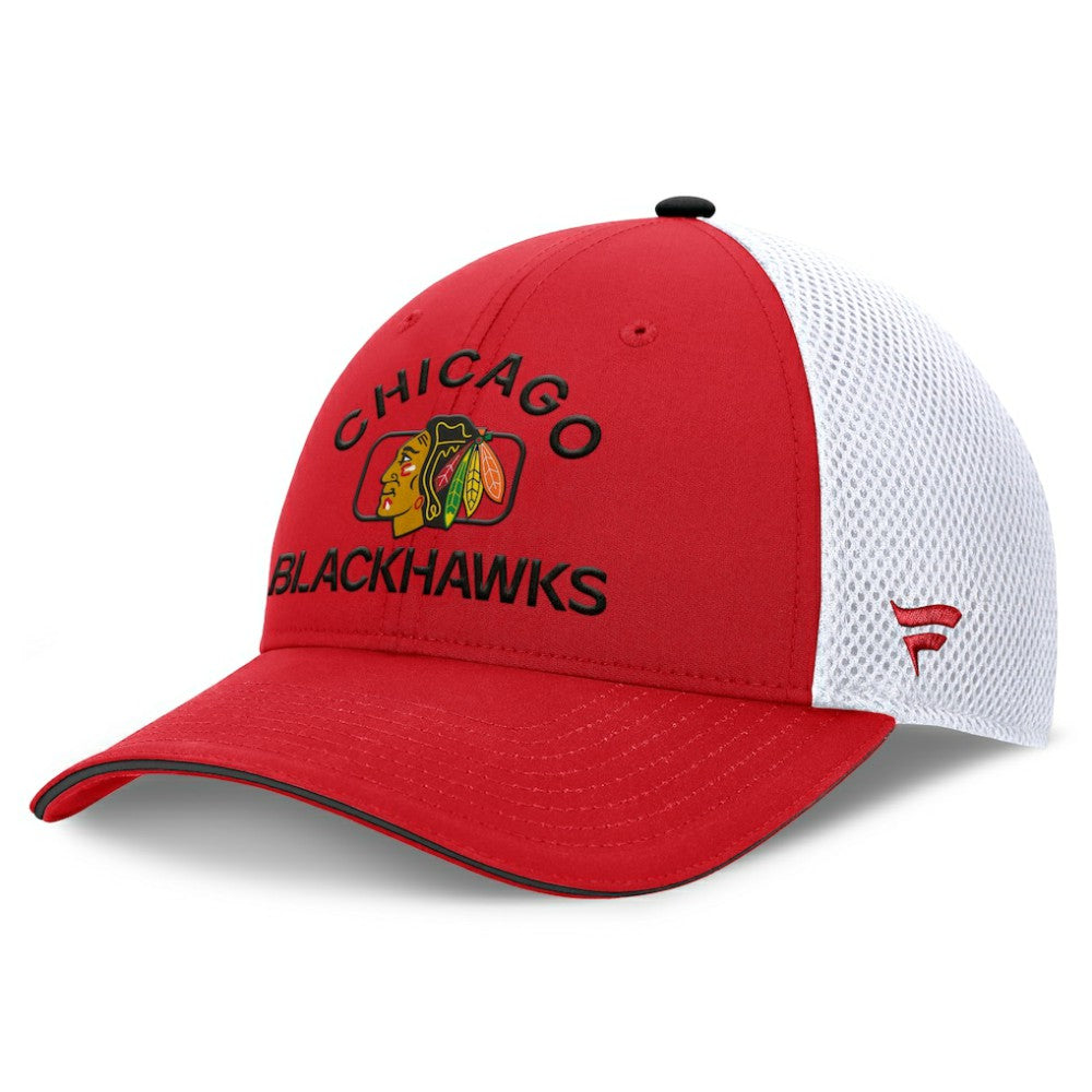 Chicago Blackhawks Fanatics Authentic Pro Rink Adjustable Trucker Hat - Red/White - NHL