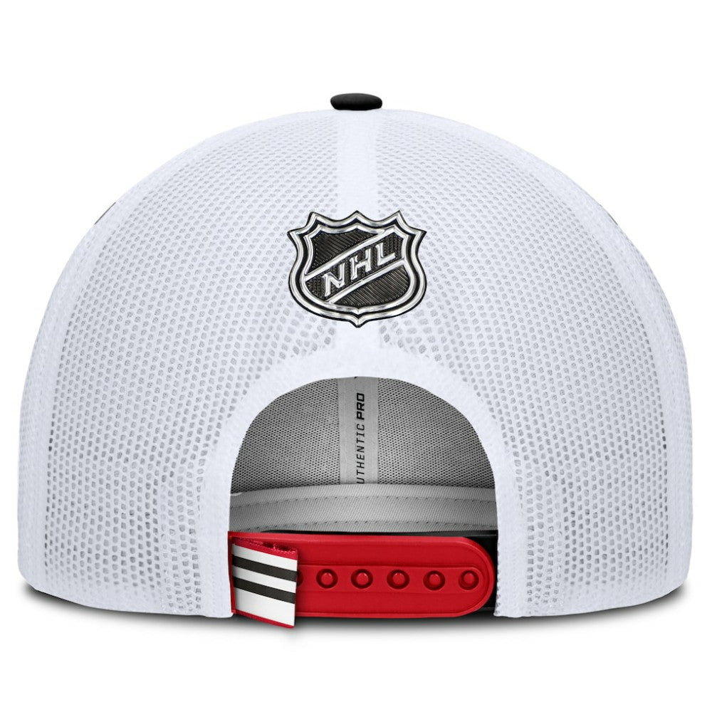 Chicago Blackhawks Fanatics Authentic Pro Rink Adjustable Trucker Hat - Red/White - NHL