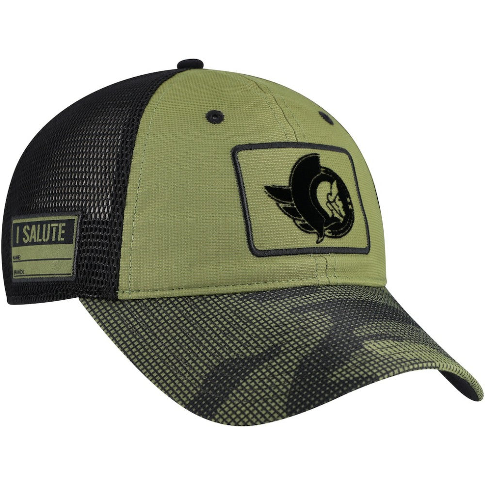 Ottawa Senators Fanatics Military Appreciation Trucker Adjustable Hat - Olive - NHL