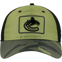Vancouver Canucks Fanatics Military Appreciation Trucker Adjustable Hat - Olive - NHL