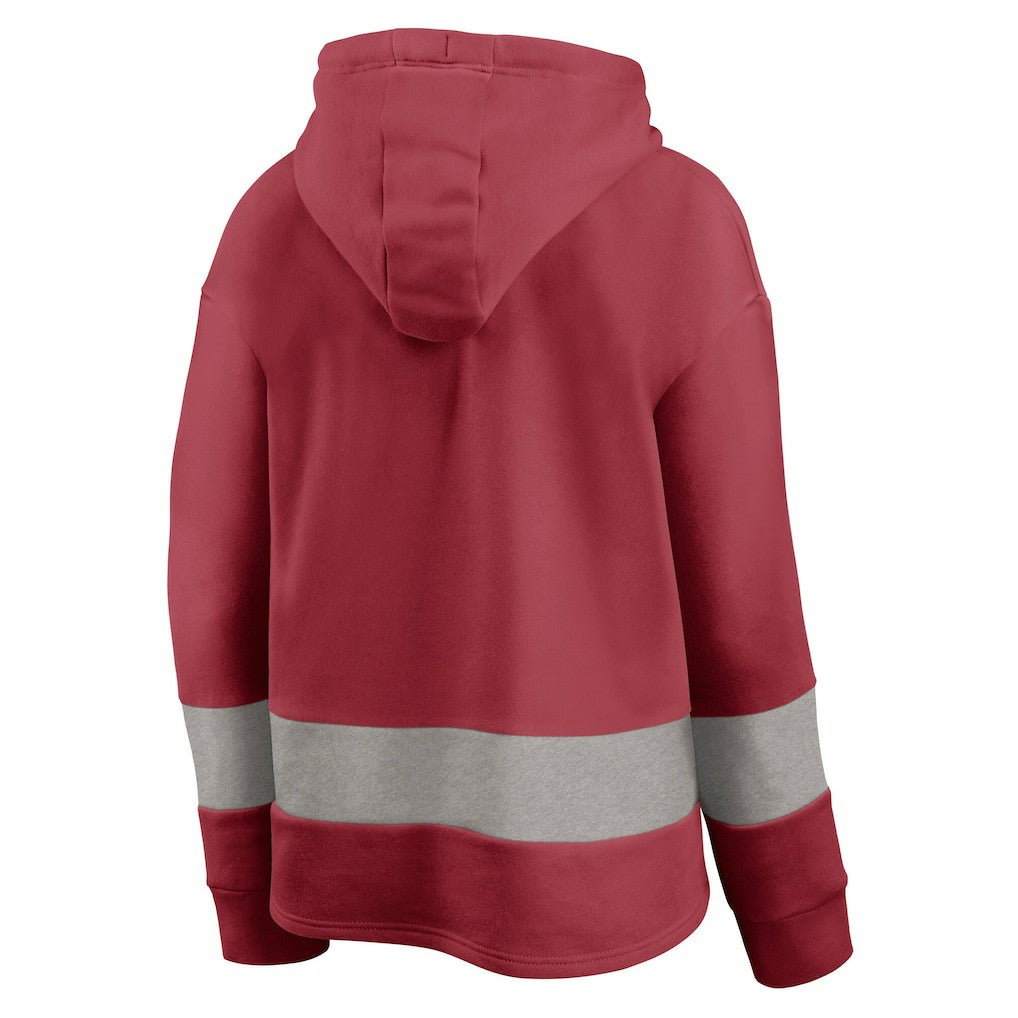 Arizona Cardinals Women's Huddle Up Fundamental Fleece Color Block Pullover Hoodie Cardinal/Gray | Fanatics