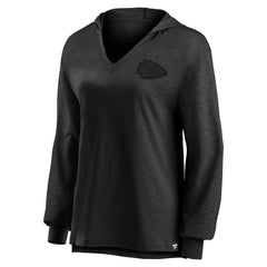 Kansas City Chiefs Women's Blackout Slub Hoodie V-Neck Long Sleeve T-Shirt | Fanatics