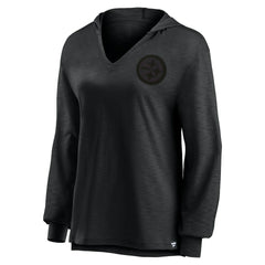 Pittsburgh Steelers Women's Blackout Slub Hoodie V-Neck Long Sleeve T-Shirt | Fanatics