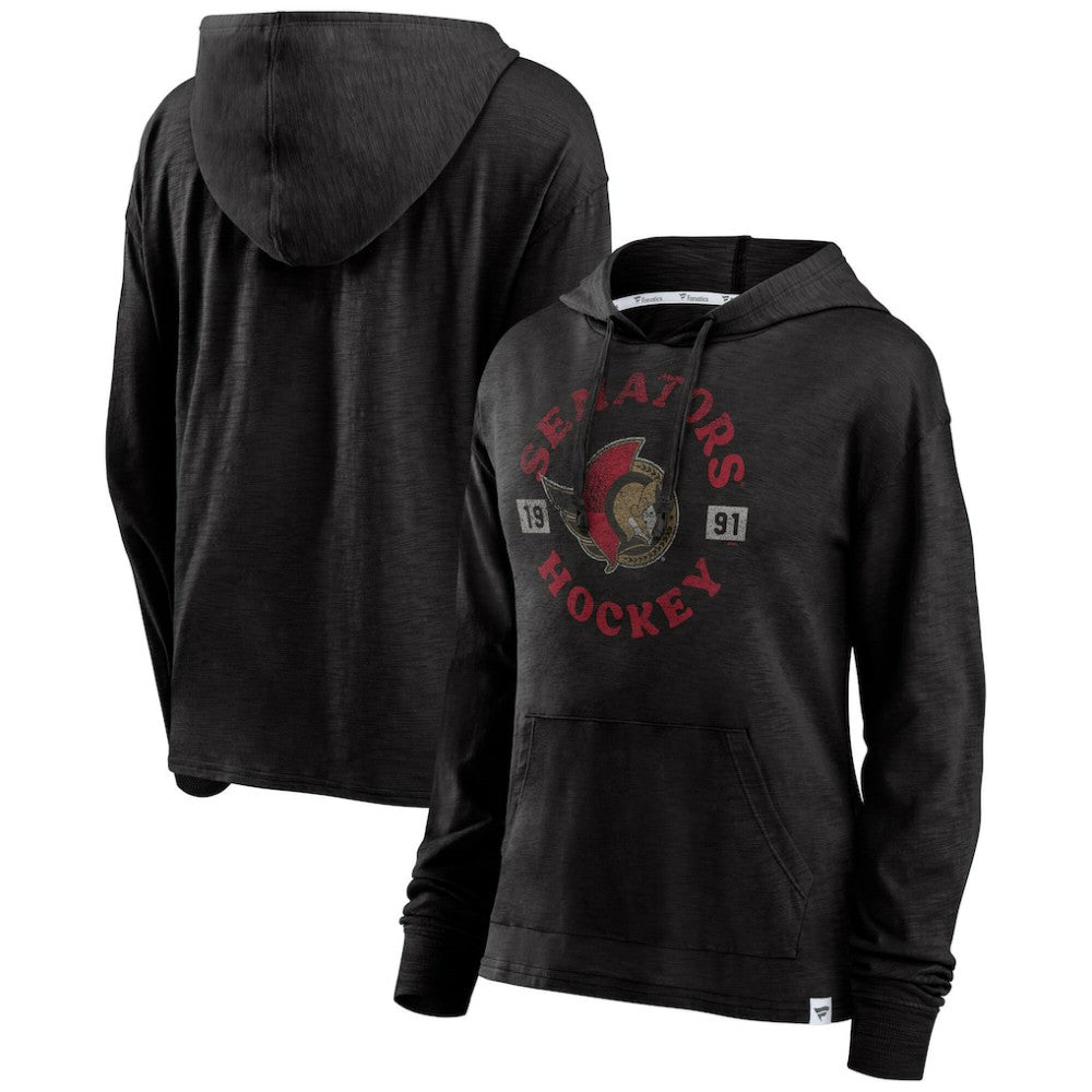 Ottawa Senators Fanatics Women's True Classic Pullover Hoodie - Heather Black - NHL