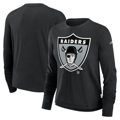 Las Vegas Raiders Women's Large Logo Cropped Long Sleeve Fashion T-Shirt Black | Nike for Sale