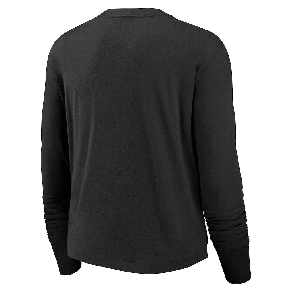 Las Vegas Raiders Women's Large Logo Cropped Long Sleeve Fashion T-Shirt Black | Nike for Sale
