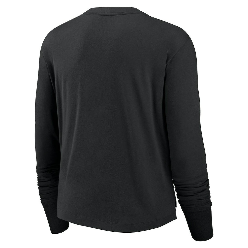 Las Vegas Raiders Women's Large Logo Cropped Long Sleeve Fashion T-Shirt Black | Nike for Sale