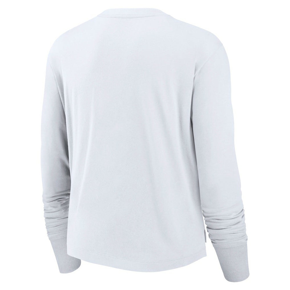 Las Vegas Raiders Women's Large Logo Cropped Long Sleeve Fashion T-Shirt White | Nike for Sale