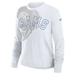 Los Angeles Rams Women's Layered Logo Cropped Long Sleeve Fashion T-Shirt White | Nike for Sale