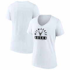 Milwaukee Bucks Women's Bench Warmer V-Neck T-Shirt White - NBA