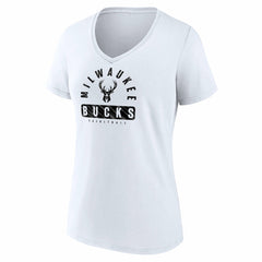 Milwaukee Bucks Women's Bench Warmer V-Neck T-Shirt White - NBA