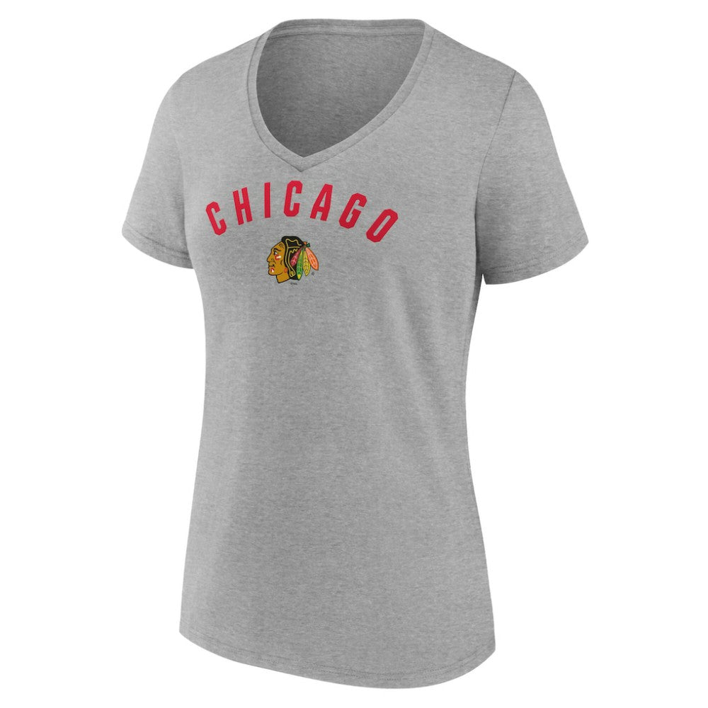 Chicago Blackhawks Fanatics Women's V-Neck T-Shirt - Gray - NHL