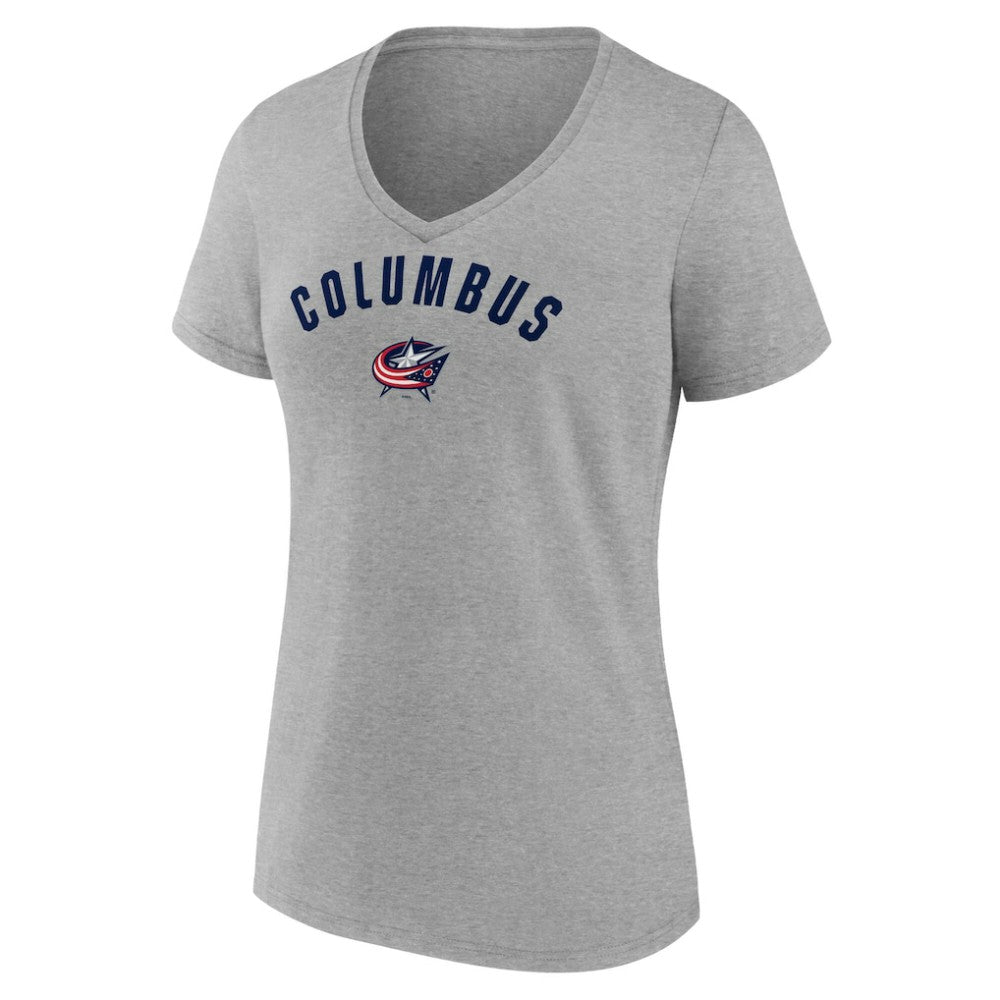 Columbus Blue Jackets Fanatics Women's V-Neck T-Shirt - Gray - NHL