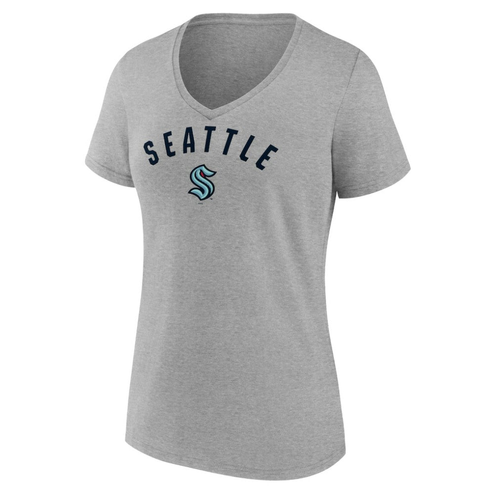 Seattle Kraken Fanatics Women's V-Neck T-Shirt - Gray - NHL