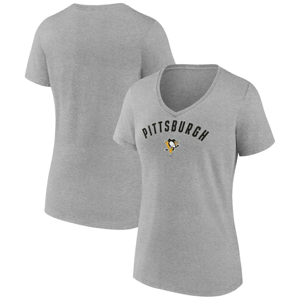 Pittsburgh Penguins Fanatics Women's V-Neck T-Shirt - Gray - NHL