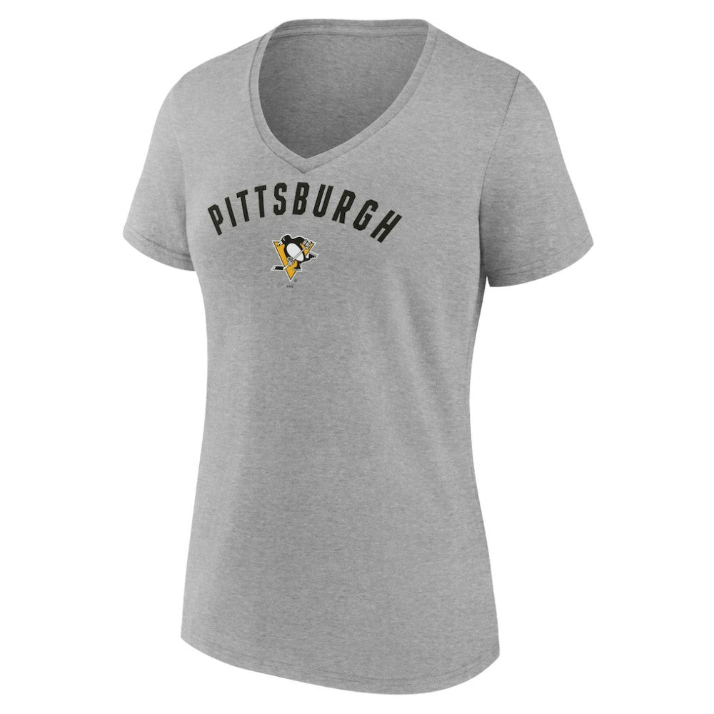 Pittsburgh Penguins Fanatics Women's V-Neck T-Shirt - Gray - NHL