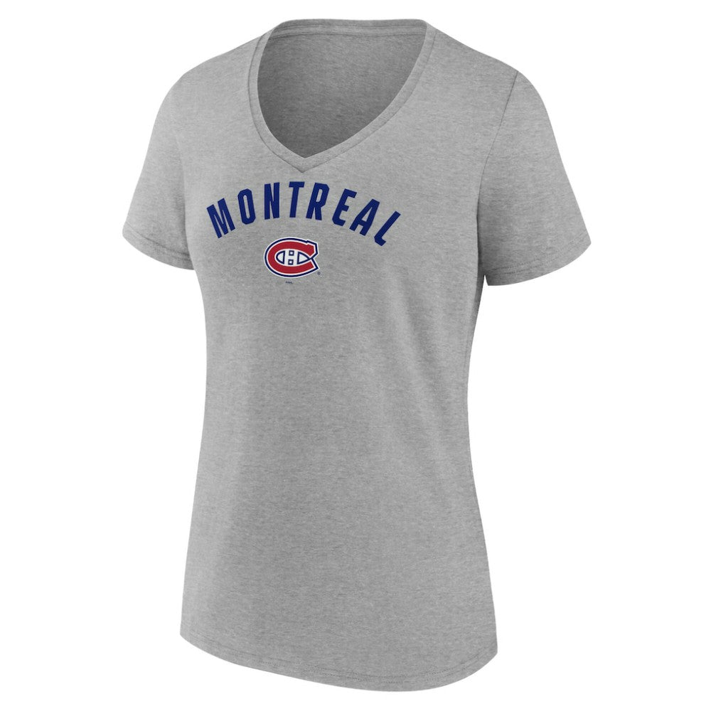 Montreal Canadiens Fanatics Women's V-Neck T-Shirt - Gray - NHL