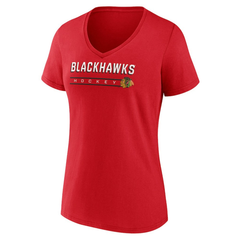 Chicago Blackhawks Fanatics Women's V-Neck T-Shirt - Red - NHL